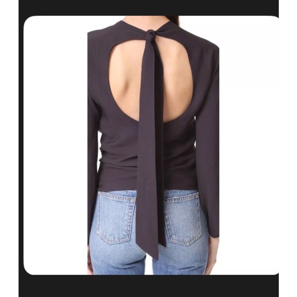 Helmut Lang Black Tie-Neck Backless Cutout Long Sleeve Top Size M